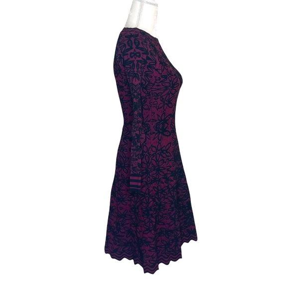 John + Jenn Cameron dress blackened berry floral stretch flare size small - Picture 5 of 8